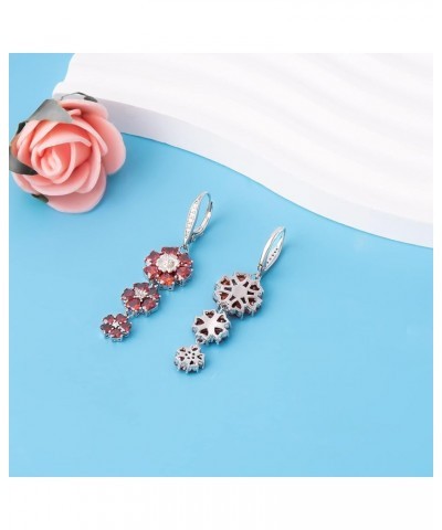 Leverback Dangle Earrings Heart-shaped Crystal Blooming Colorful Flower Drop Earrings for Women Girls Various Optional EA7885...