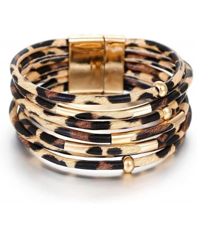 Boho Leather Bracelets for Women Leopard Multi-layer Bracelets for Girls Crystal Beads Cuff Bracelet Jewelry Gifts 1 $10.79 B...