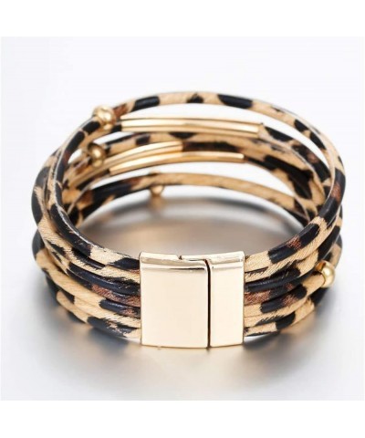 Boho Leather Bracelets for Women Leopard Multi-layer Bracelets for Girls Crystal Beads Cuff Bracelet Jewelry Gifts 1 $10.79 B...