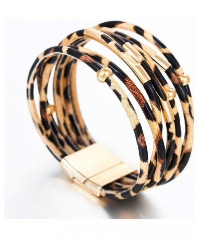 Boho Leather Bracelets for Women Leopard Multi-layer Bracelets for Girls Crystal Beads Cuff Bracelet Jewelry Gifts 1 $10.79 B...