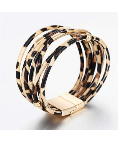 Boho Leather Bracelets for Women Leopard Multi-layer Bracelets for Girls Crystal Beads Cuff Bracelet Jewelry Gifts 1 $10.79 B...