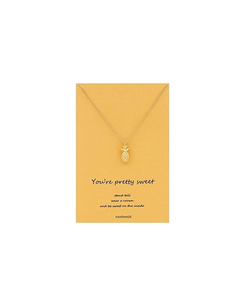 Women 16K Gold Plated Pineapple Pendant Necklace,Gold Pineapple Jewelry for Women gold pineapple $13.19 Necklaces