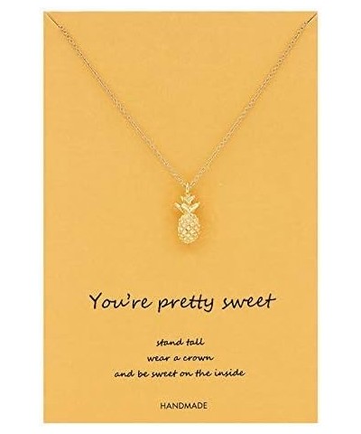 Women 16K Gold Plated Pineapple Pendant Necklace,Gold Pineapple Jewelry for Women gold pineapple $13.19 Necklaces