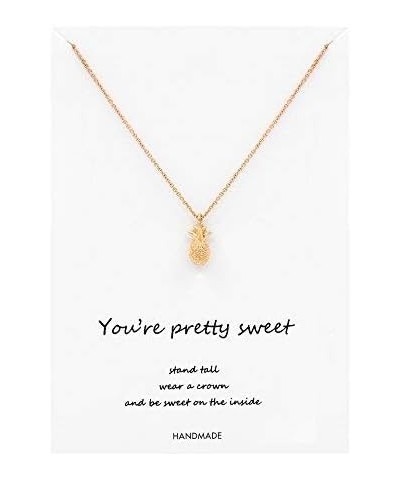 Women 16K Gold Plated Pineapple Pendant Necklace,Gold Pineapple Jewelry for Women gold pineapple $13.19 Necklaces