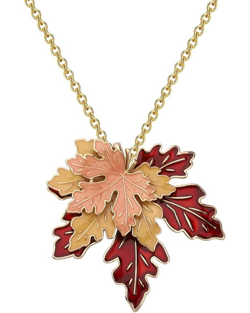 Maple Leaf Necklace Tri-Color Metal Maple Leaf Pendant Women Long Necklace Canadian Maple Leaves Clothing Accessories n-maple...