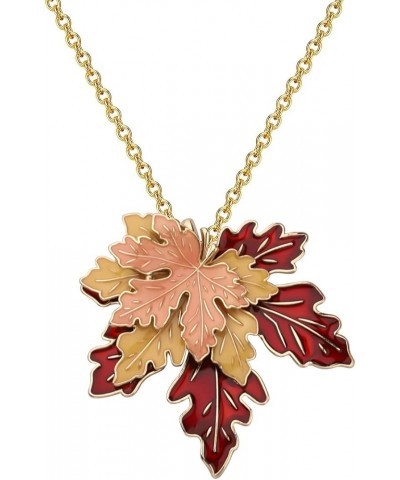 Maple Leaf Necklace Tri-Color Metal Maple Leaf Pendant Women Long Necklace Canadian Maple Leaves Clothing Accessories n-maple...