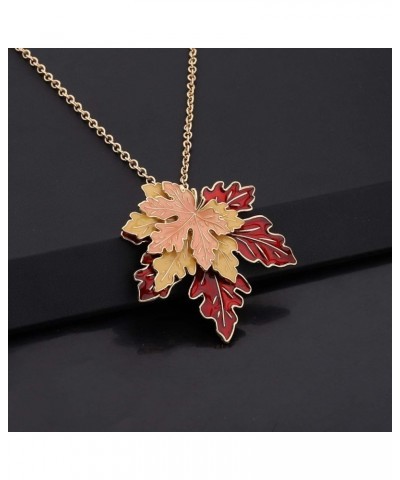 Maple Leaf Necklace Tri-Color Metal Maple Leaf Pendant Women Long Necklace Canadian Maple Leaves Clothing Accessories n-maple...