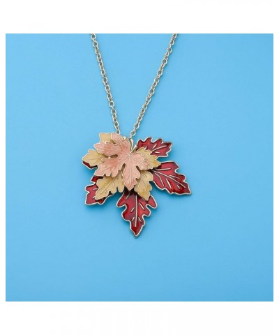 Maple Leaf Necklace Tri-Color Metal Maple Leaf Pendant Women Long Necklace Canadian Maple Leaves Clothing Accessories n-maple...