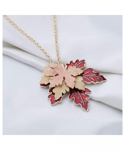 Maple Leaf Necklace Tri-Color Metal Maple Leaf Pendant Women Long Necklace Canadian Maple Leaves Clothing Accessories n-maple...