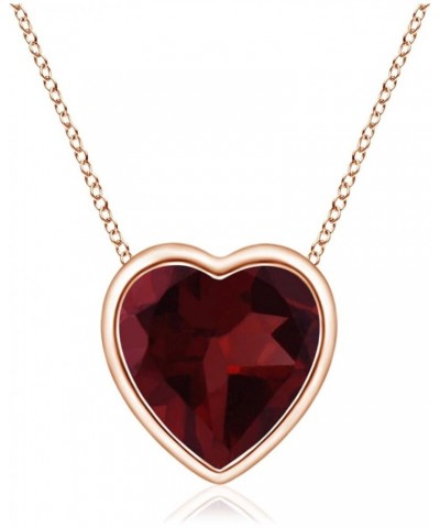 Natural Garnet Solitaire Heart Pendant Necklace for Women, Girls in 14K Solid Gold/Platinum | January Birthstone | Jewelry Gi...