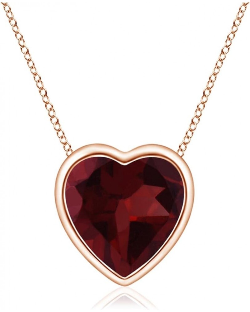 Natural Garnet Solitaire Heart Pendant Necklace for Women, Girls in 14K Solid Gold/Platinum | January Birthstone | Jewelry Gi...