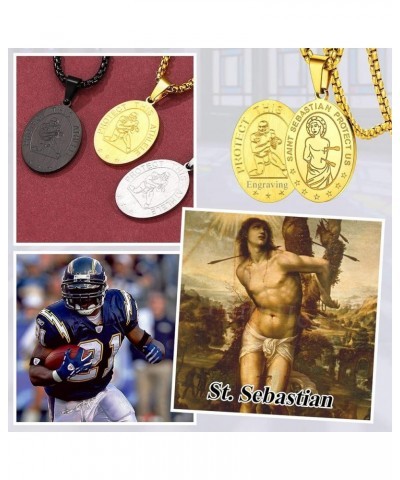 Saint Sebastian Necklace, Stainless Steel Patron Saint of Athletes, Christian Protective Medallion for Baseball Football Bask...