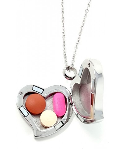 Amour Heart Pill Necklace - Polished Heart Locket with Strong Magnetic Closure - Medication Necklace - Keep Your Medication S...