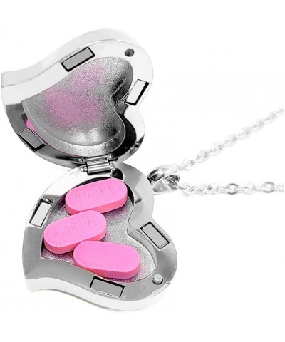 Amour Heart Pill Necklace - Polished Heart Locket with Strong Magnetic Closure - Medication Necklace - Keep Your Medication S...