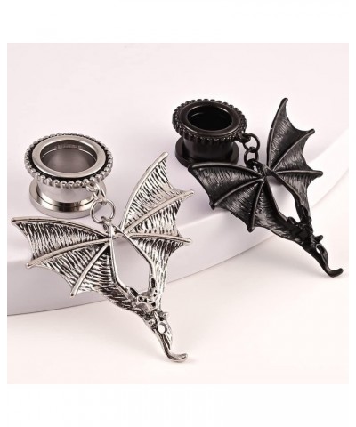 2 PCS Ear Gauges Bat Dangle Ear Plugs Hypoallergenic 316 Stainless Steel Ear Tunnels Stretcher Piercing Body Jewelry Pair Sel...