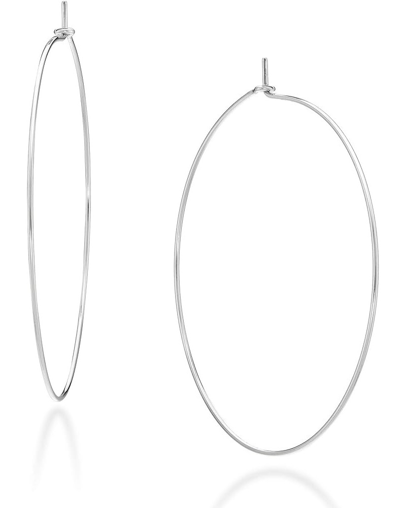 925 Sterling Silver or 18Kt Yellow Gold Over Silver Super Thin Threader Wire Hoop Earrings for Women Made in Italy sterling s...