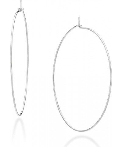 925 Sterling Silver or 18Kt Yellow Gold Over Silver Super Thin Threader Wire Hoop Earrings for Women Made in Italy sterling s...