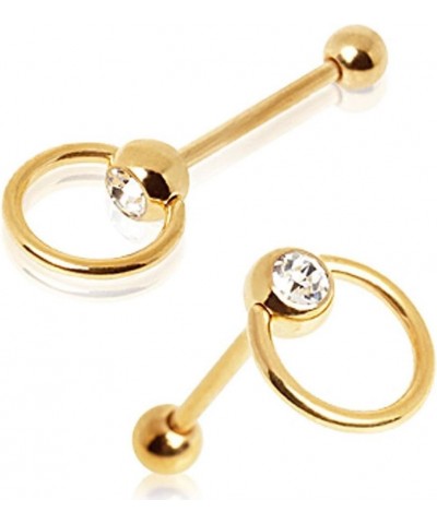 Door Knocker Tongue Ring 14G (1.6mmX 5/8'') 24K Gold with CZ Over Surgical Steel Nickel Free (1Piece) 16mm (0.63'') $8.47 Bod...