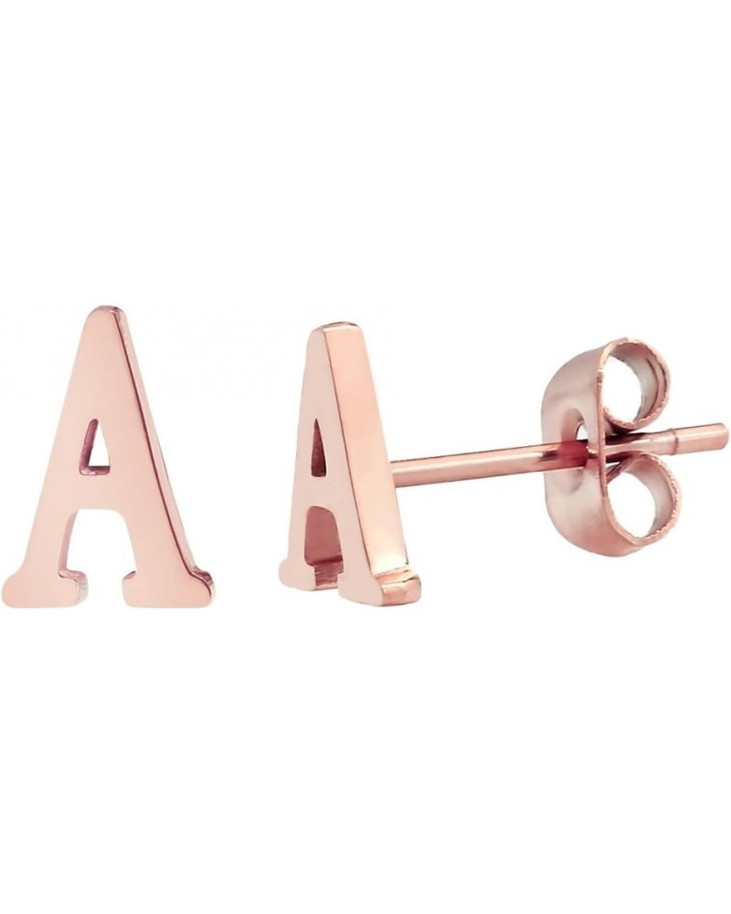 18k Rose Gold Plated Stainless-steel a Pair Initial Earrings 26 Initials Stud Earrings A $6.95 Earrings