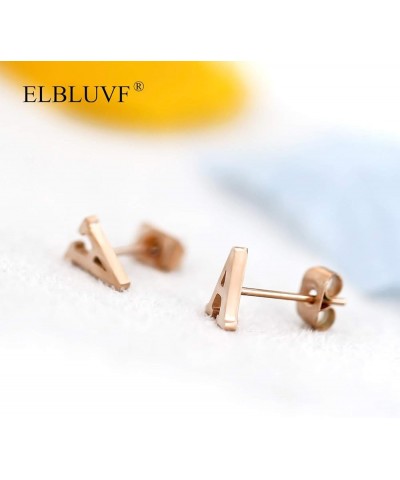 18k Rose Gold Plated Stainless-steel a Pair Initial Earrings 26 Initials Stud Earrings A $6.95 Earrings