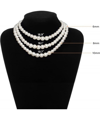 Round Imitation Pearl Necklace Vintage Multi Strands Necklace 20s Flapper Necklace for Party Pearl-6-8-10mm $11.19 Necklaces