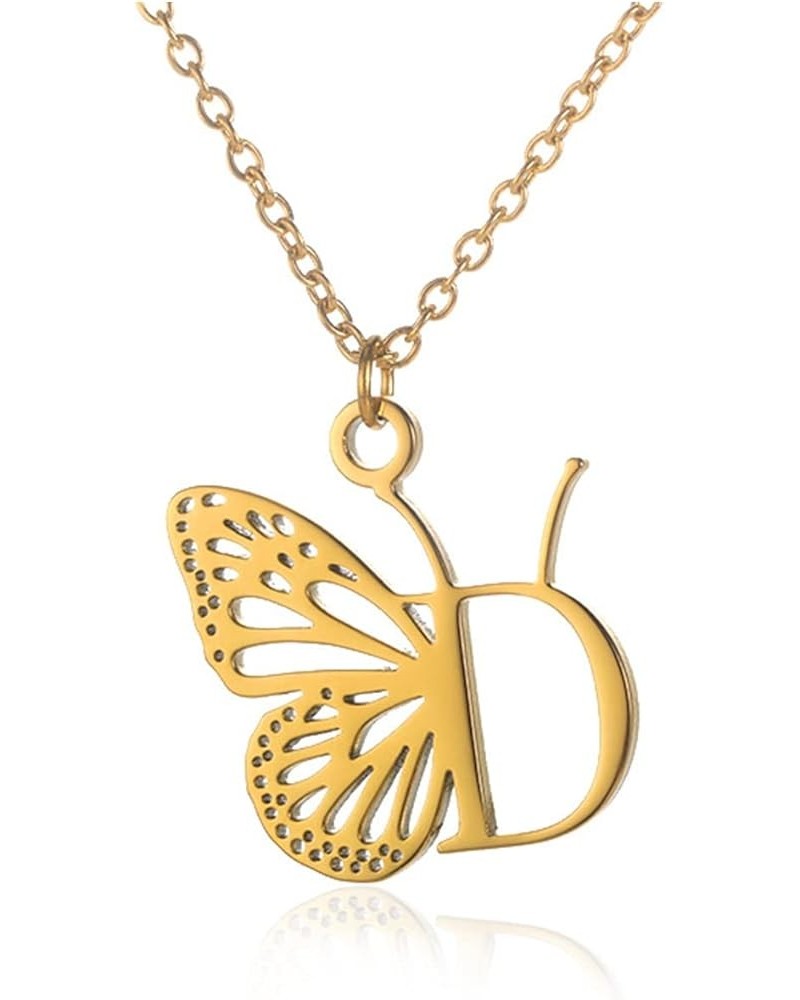 Gold Initial Necklace for Women Letter Necklace Butterfly Pendant Necklace Monogram Name Necklace Personalized Jewelry Gifts ...