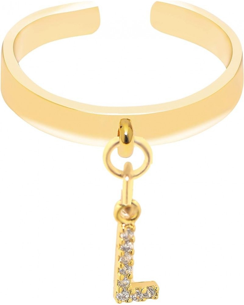 Dangle Initial Charm Adjustable Ring L Gold $8.69 Rings