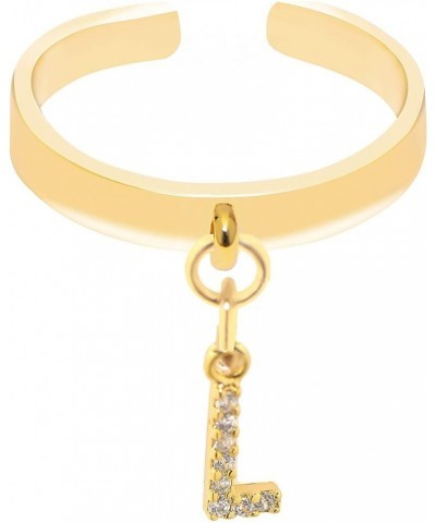 Dangle Initial Charm Adjustable Ring L Gold $8.69 Rings