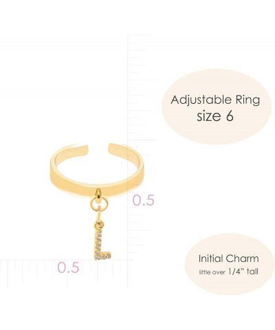 Dangle Initial Charm Adjustable Ring L Gold $8.69 Rings