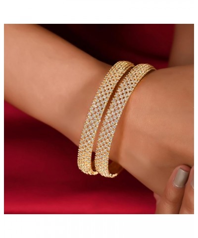 CZ Zirconia Sleek Designer Bracelet Bollywood Wedding Bangle Jewelry Women Golden 2.11 Inches $13.34 Bracelets