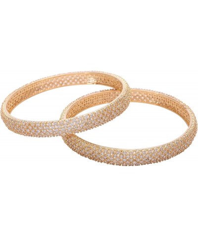 CZ Zirconia Sleek Designer Bracelet Bollywood Wedding Bangle Jewelry Women Golden 2.11 Inches $13.34 Bracelets