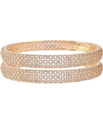 CZ Zirconia Sleek Designer Bracelet Bollywood Wedding Bangle Jewelry Women Golden 2.11 Inches $13.34 Bracelets