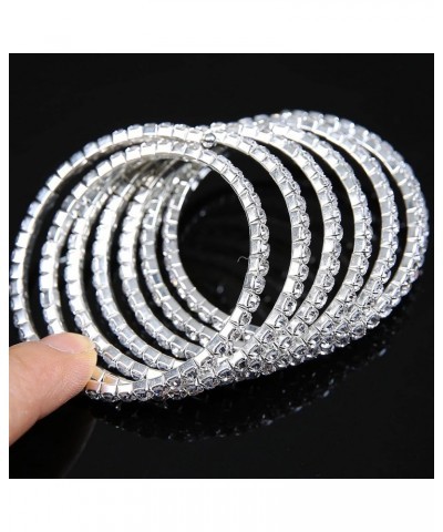 Sparkle Multicolor Rhinestone Bracelets for Women Bridal Bridesmaid Bangle Dance Bracelets Gift White $8.49 Bracelets