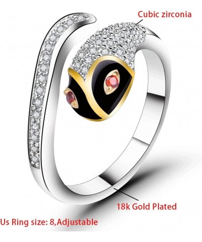 Chinese Zodiac Ring Sterling Silver for Women Gold Zircon Cuff Adjustable Jewelry With Gifts Bag Snake $7.79 Bracelets