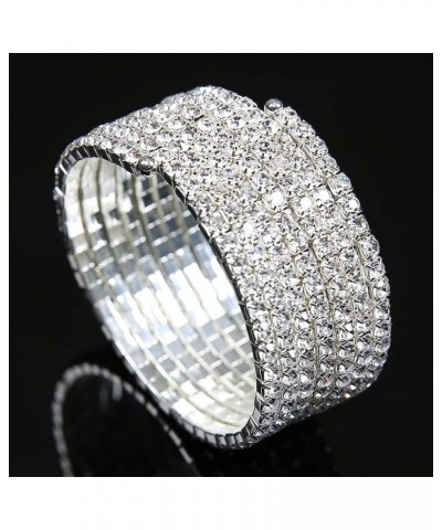 Sparkle Multicolor Rhinestone Bracelets for Women Bridal Bridesmaid Bangle Dance Bracelets Gift White $8.49 Bracelets