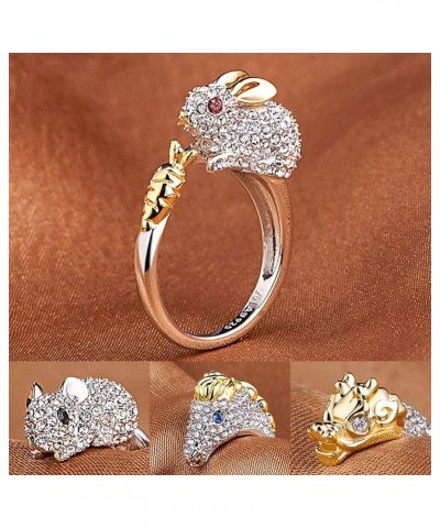 Chinese Zodiac Ring Sterling Silver for Women Gold Zircon Cuff Adjustable Jewelry With Gifts Bag Snake $7.79 Bracelets