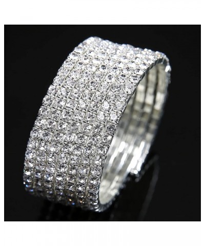 Sparkle Multicolor Rhinestone Bracelets for Women Bridal Bridesmaid Bangle Dance Bracelets Gift White $8.49 Bracelets