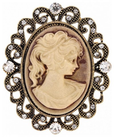 Vintage Inspired Antique Reproduct Rhinestone Grey Victorian Cameo Brooch Antique Golden Tone $10.99 Brooches & Pins