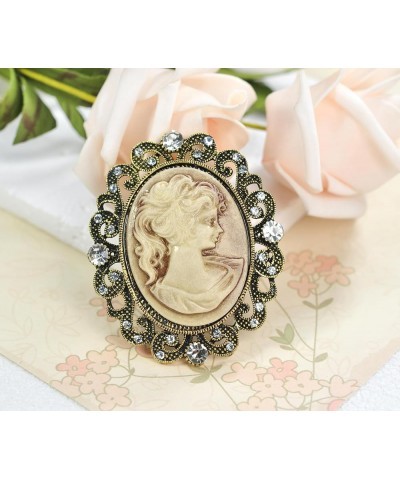 Vintage Inspired Antique Reproduct Rhinestone Grey Victorian Cameo Brooch Antique Golden Tone $10.99 Brooches & Pins