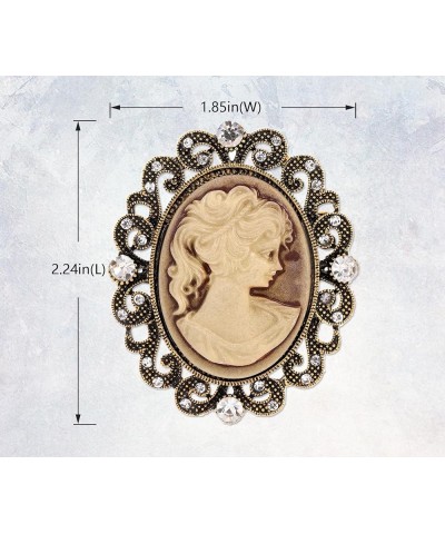 Vintage Inspired Antique Reproduct Rhinestone Grey Victorian Cameo Brooch Antique Golden Tone $10.99 Brooches & Pins