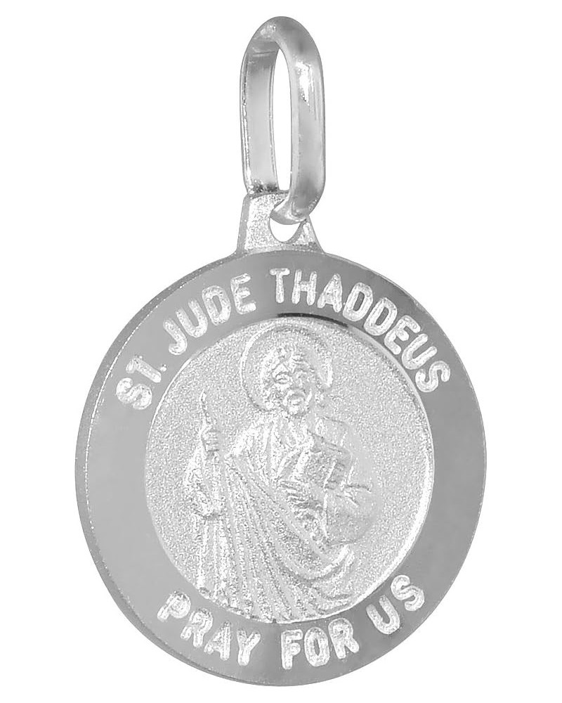 Round Shape Sterling Silver St Jude Medal Necklace for Women and Men Nickel Free Italy 16-24 inch 5/8 inch Round (15mm) 16-in...