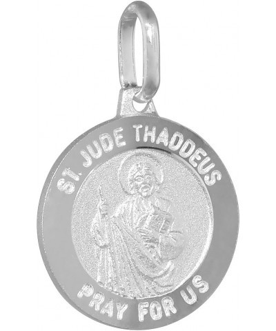 Round Shape Sterling Silver St Jude Medal Necklace for Women and Men Nickel Free Italy 16-24 inch 5/8 inch Round (15mm) 16-in...