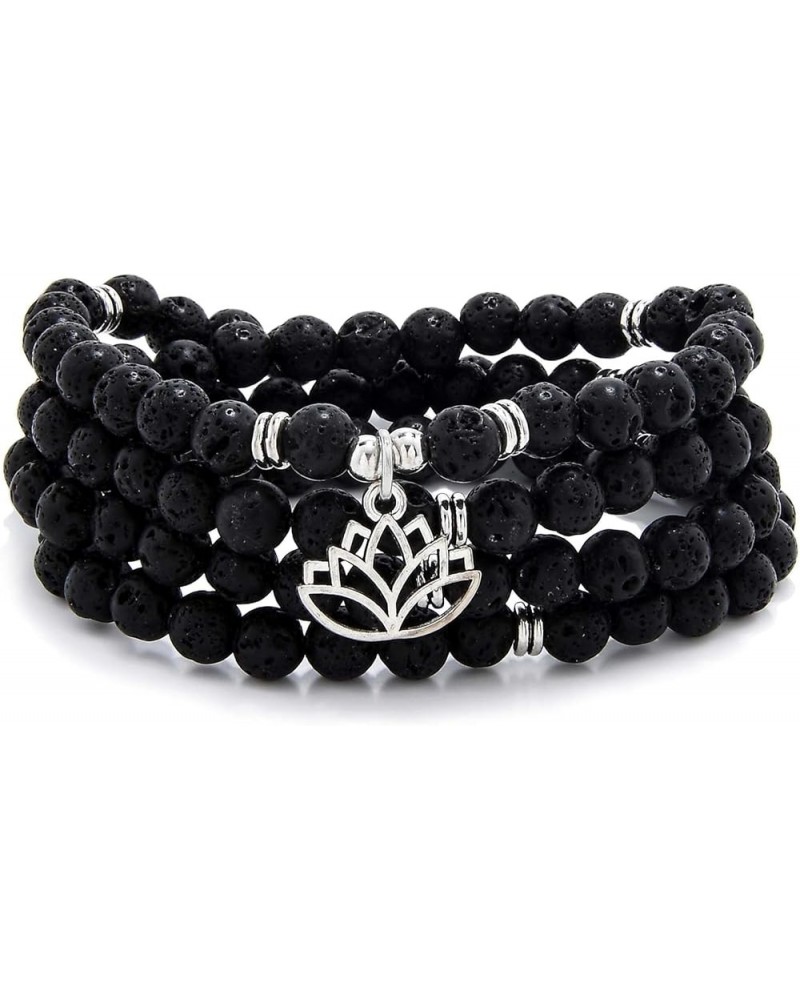 6mm Japa Mala Necklace 108 Mala Beads Bracelet Handcrafted with Lotus Charm for Men or Women Lava $14.30 Bracelets