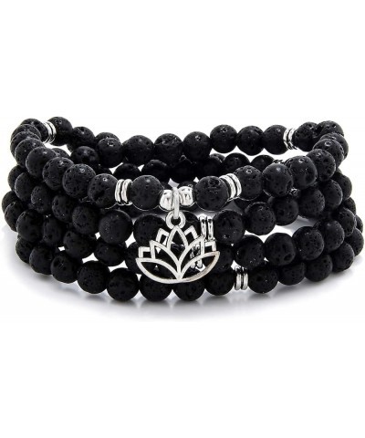 6mm Japa Mala Necklace 108 Mala Beads Bracelet Handcrafted with Lotus Charm for Men or Women Lava $14.30 Bracelets