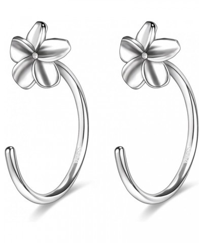 Half Hoop Earrings 925 Sterling Silver Tiny Huggie Hoop Small Comfy Half Hoop C Hoop Earrings for Women Girls Flower $12.47 E...