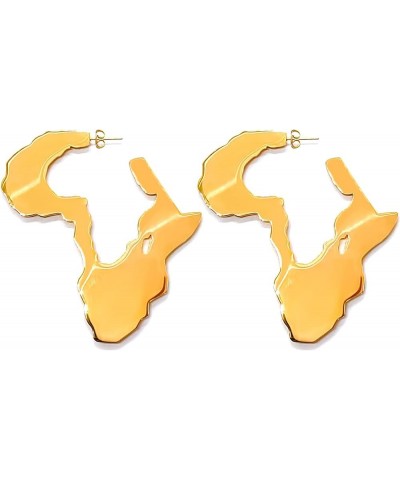 Gold Dangle Earrings for Women Africa Map Statement Earrings Gold $9.51 Earrings