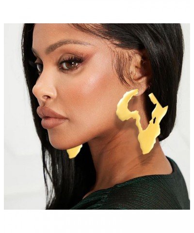 Gold Dangle Earrings for Women Africa Map Statement Earrings Gold $9.51 Earrings