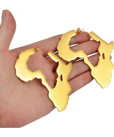 Gold Dangle Earrings for Women Africa Map Statement Earrings Gold $9.51 Earrings