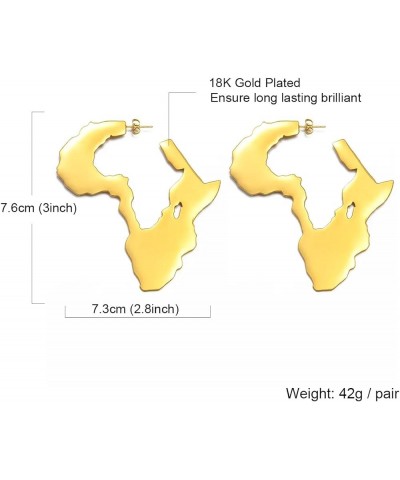 Gold Dangle Earrings for Women Africa Map Statement Earrings Gold $9.51 Earrings