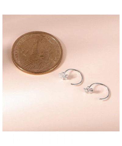 Half Hoop Earrings 925 Sterling Silver Tiny Huggie Hoop Small Comfy Half Hoop C Hoop Earrings for Women Girls Flower $12.47 E...